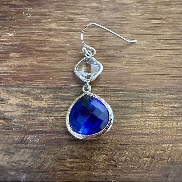 Silver Dangle Drop Crystal Earrings - Picture 2 of 6